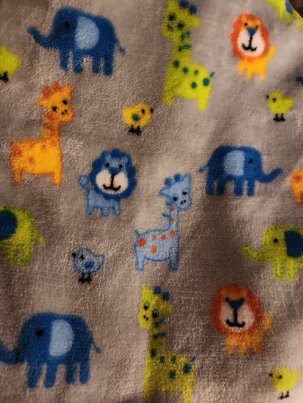 Baby Kiss Elephant Jungle Animal Blanket Fleece Gray Blue Giraffe
